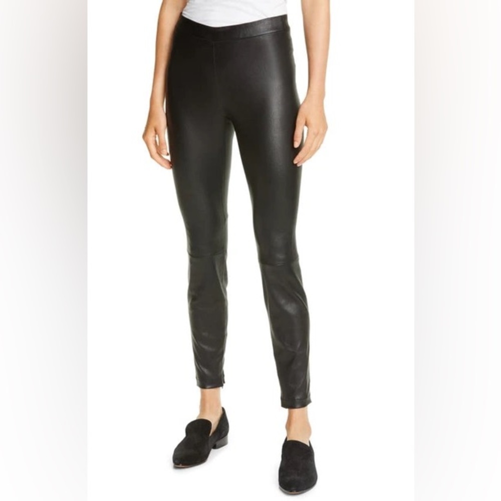 Vince 100% Lamb Leather Black Skinny Pants Leggings Size Medium